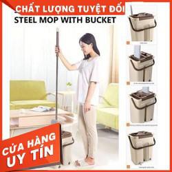 [Xả kho + free ship] Chổi lau nhà 360 gạt nước kèm thùng và bông lau.Bông lau có thể thay thế