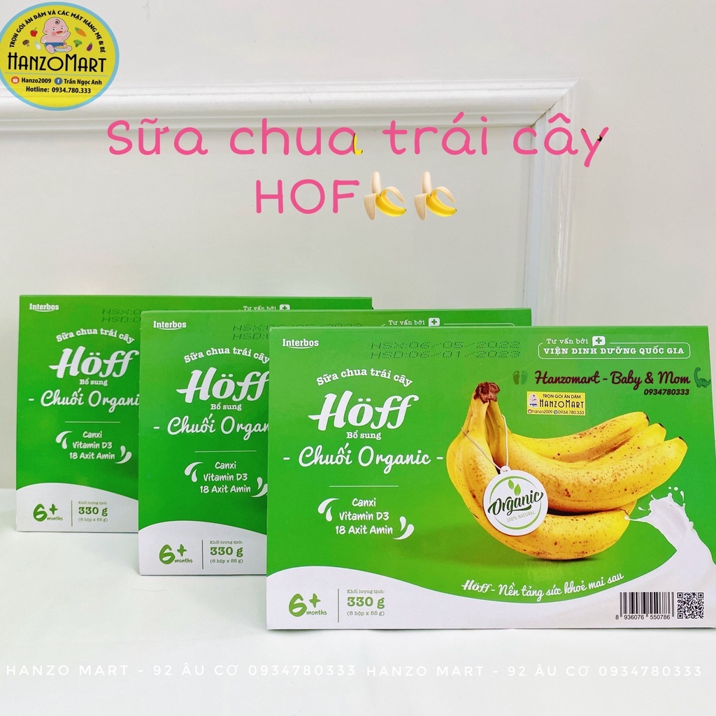 Sữa Chua Hoff Chuối Organic Hoff vỉ 6 hộp x 55g