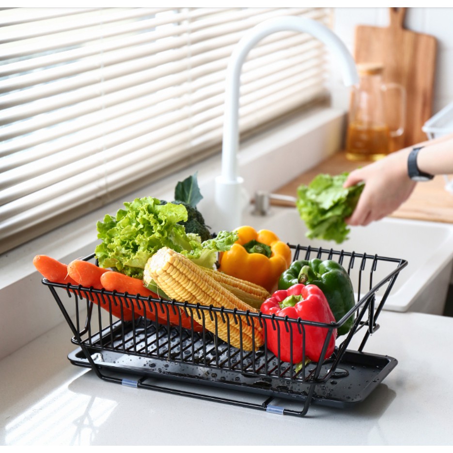 Kệ giá úp chén bát Inomata cao cấp màu đen trắng