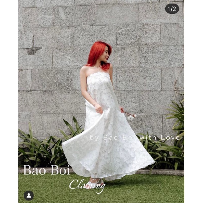 VÁY YẾM SÓNG NGỰC HOA CHÌM