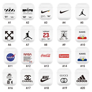 Vỏ Bảo Vệ Hộp Sạc Tai Nghe Airpods 1 / 2 Trong Suốt In Logo Thương Hiệu Độc Đáo Thời Trang