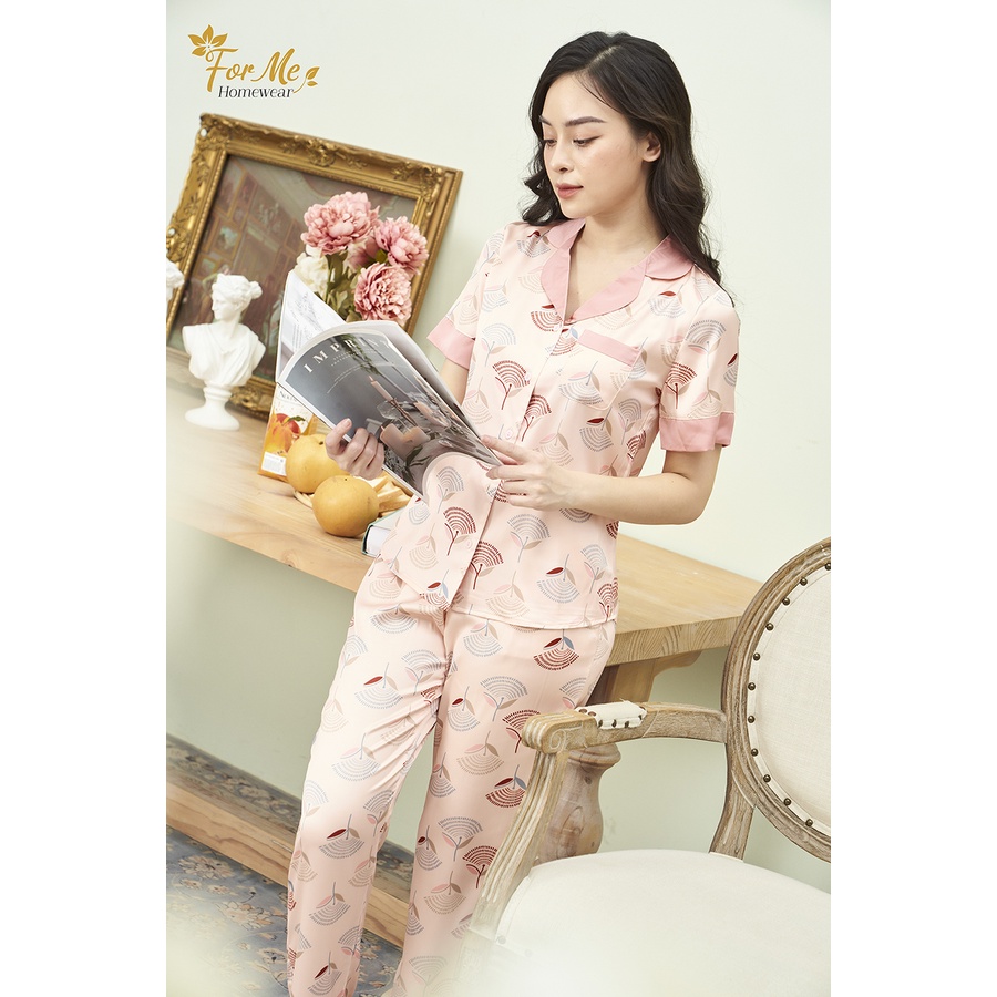 Bộ Lụa ngắn tay quần dài rẻ quạt 10 chất Lụa Hàn Châu siêu mềm mịn forme thiết kế
