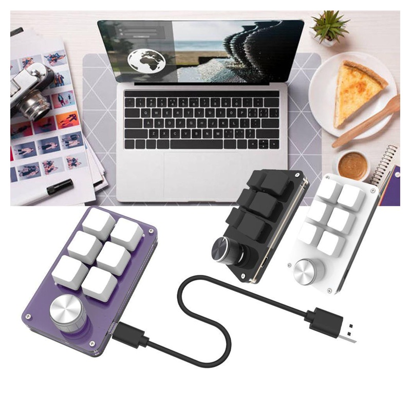 Bàn Phím Cơ 6 Phím Kèm Núm Điều Chỉnh Âm Lượng Macro