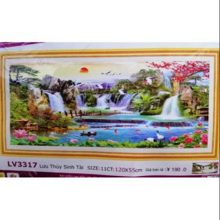 Tranh thêu chữ thập Lưu thủy sinh tài LV3317
