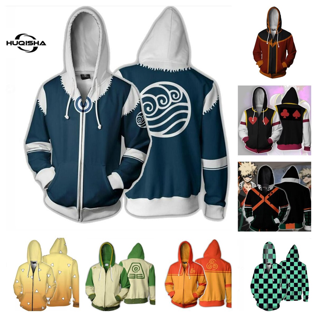 Áo Khoác Hoodie Có Khóa Kéo In Hình Avatar Last Airbender 3D Thời Trang Đường Phố Cho Nam Và Nữ
