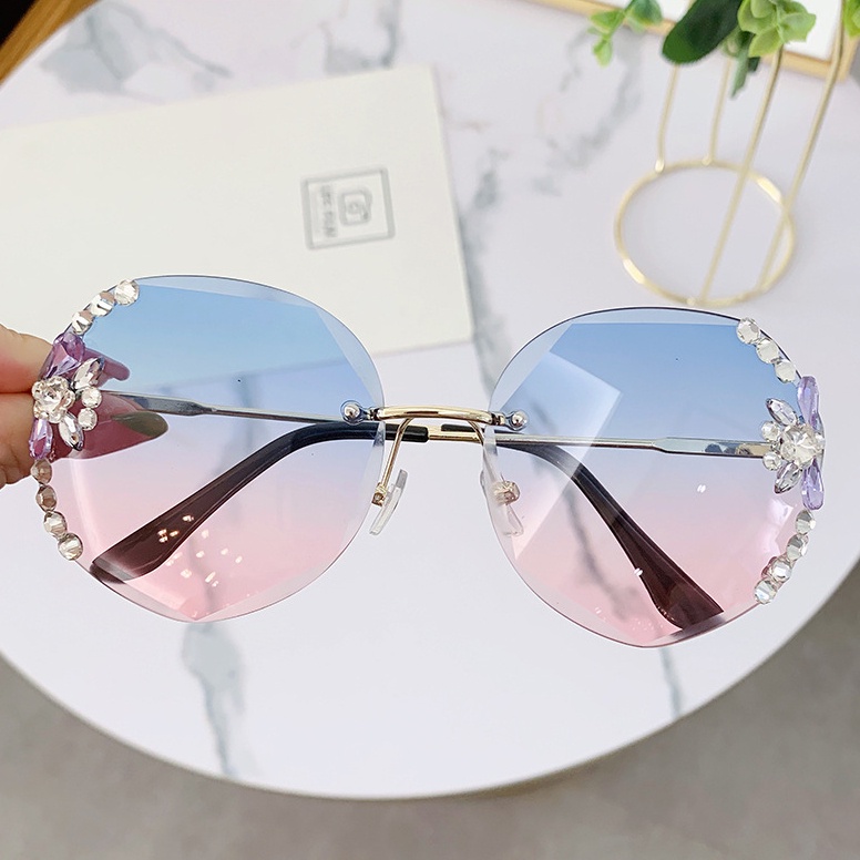 Kính Mát TikTok 2022 Gọng Kim Cương Không Viền Thời Trang Cho Nam Và Nữ