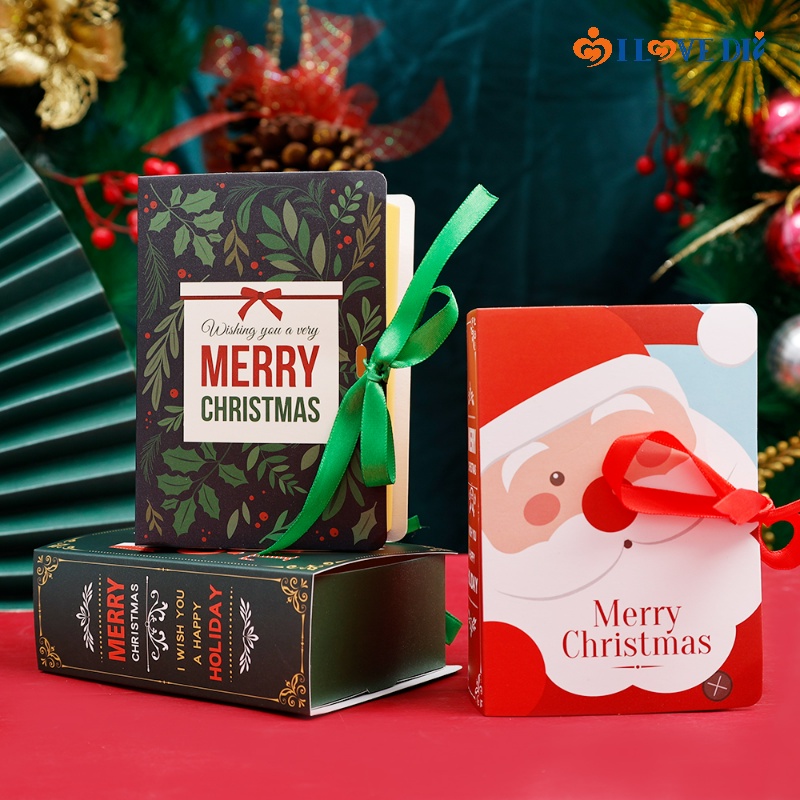 Hộp Đựng Quà Giáng Sinh Họa Tiết Ông Già Noel Hoạt Hình Có Ruy Băng / Sách Ma Thuật