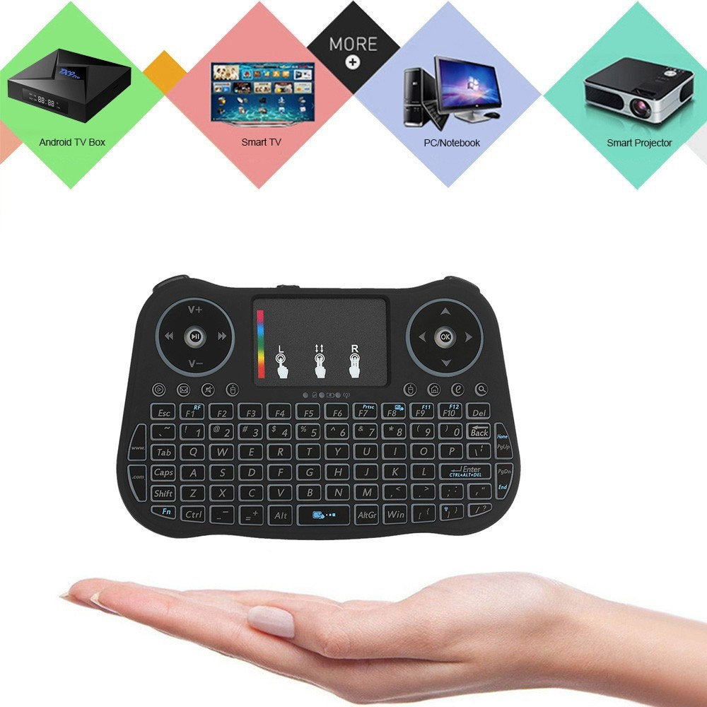 Wireless Gaming Keyboard Backlit LED Mini Built-In Mouse 2 In1 Combo For PC