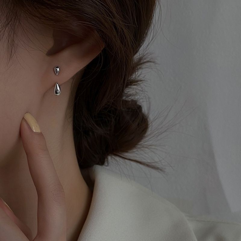 Hoa tai bạc S925 - Bông tai nữ bạc Ý hình giọt nước đeo 2 kiểu dễ thương, cá tính ZAZA accessories