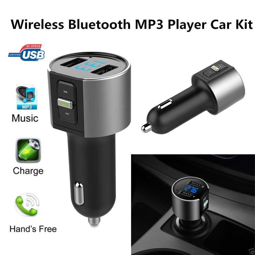 Máy nghe nhạc MP3 kết nối bluetooth kiêm bộ sạc USB cho xe hơi