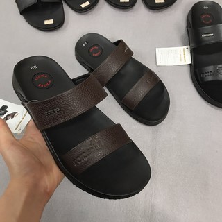 Dép da nam quai ngang đen