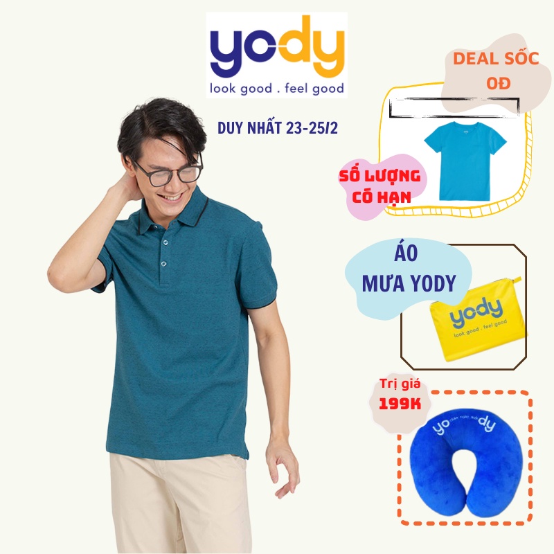 Áo Polo Nam YODY Mắt Chim Kẻ Nhỏ Chất Mịn, Hàng Chính Hãng Logo Thêu Mã SP APM3067