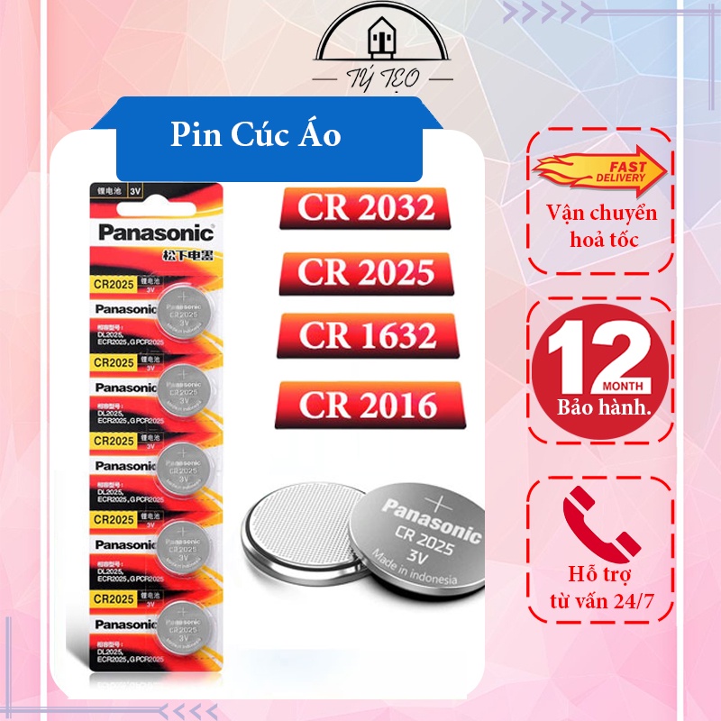 Pin Cúc Áo Panasonic CR2032 - CR2025 - CR2016 - CR1632 - CR1620 - CR1616 - CR1220 - CR2450 3V Lithium- Gia Dụng Tý Tẹo