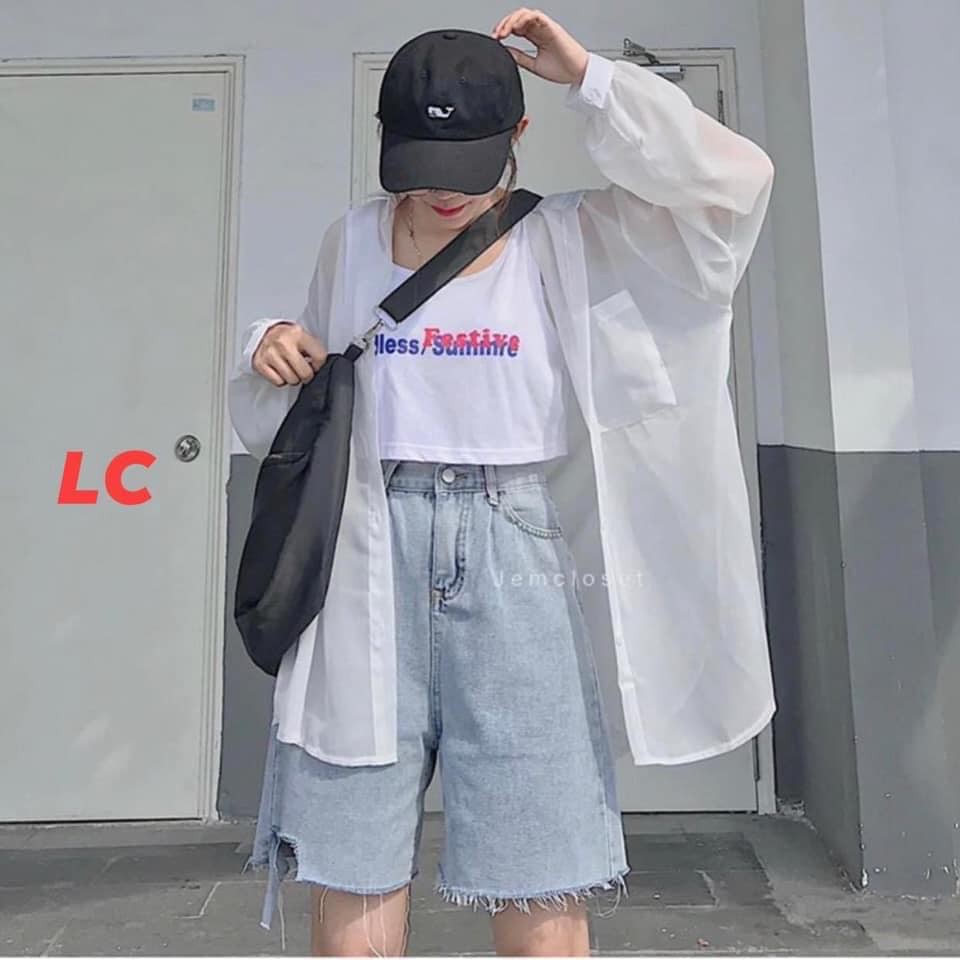 Quần ngố bò nữ tua gấu, Quần Short Jean Nữ Ống Suông