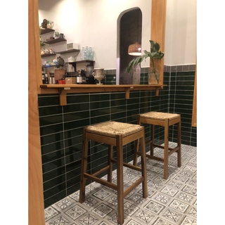 Ghế gỗ lắp ráp quầy bar đan mặt cói