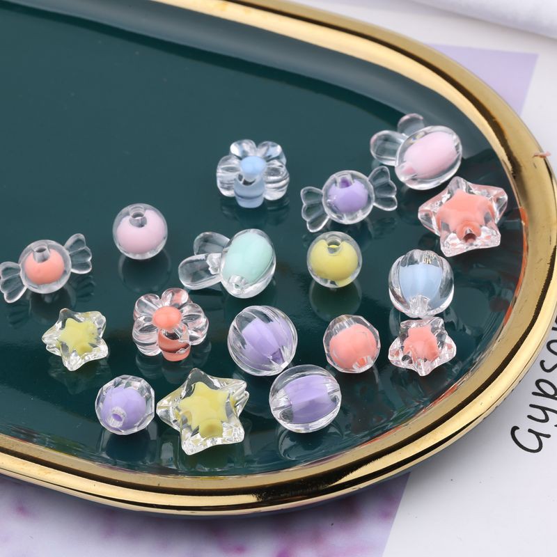 Charms Set 50 Hạt Nhựa acrylic Trong Suốt Nhiều Màu Dùng Làm Trang Sức Thủ Công