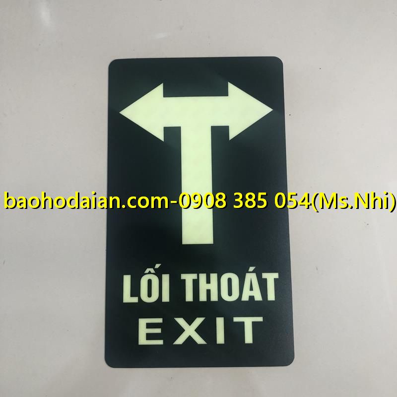 Tấm decal dán chỉ dẫn lối thoát hiểm exit dạ quang (28x16cm)