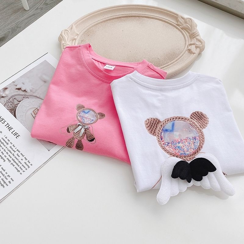 Áo Thun Cotton Ngắn Tay Cổ Tròn In Chữ Thời Trang Mùa Hè Cho Bé Gái