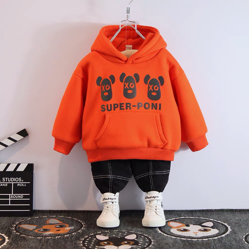 Áo hoodie nỉ bé trai Con Xinh phom rộng phản quang 7 màu 3 CHÚ GẤU,thời trang thu đông dành cho trẻ em từ 4 đến 10 tuổi