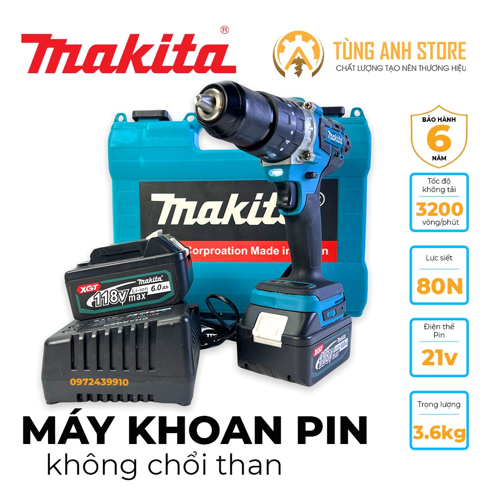 Máy Khoan Pin 3 Chức Năng Không Chổi Than MKT118V