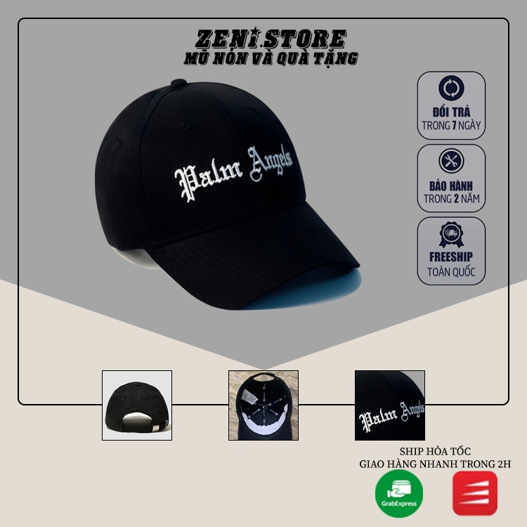 Mũ lưỡi trai, Nón kết xuất khẩu Zeni Store thêu chữ nổi Palm Angels Siêu HOT Freeship, Full Hộp