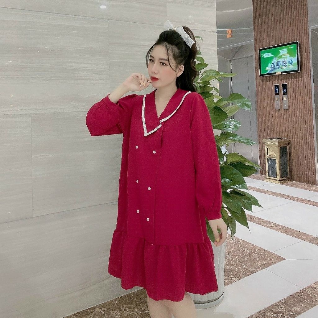 Đầm bầu dài tay M219 chất cát hàn thời trang thiết kế freesize từ 45 đến 70kg
