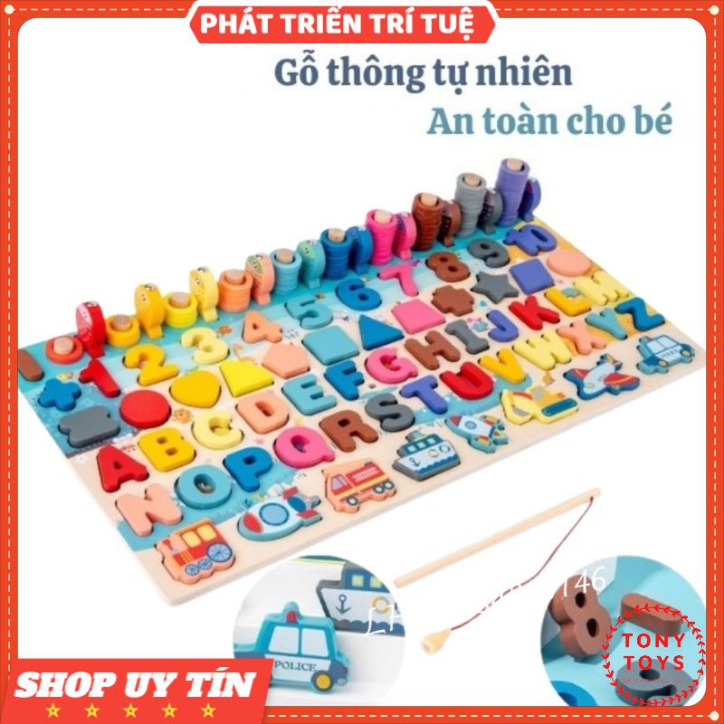 Bộ Đồ Chơi Câu Cá Xếp Hình , Số và chữ 6 trong 1 Phát Triển Tư Duy Cho Bé – Đồ Chơi Gỗ Thông Minh