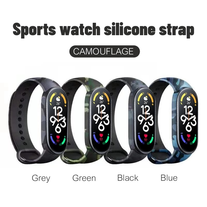 Dây Đeo Silicon Mềm Họa Tiết Rằn Ri Cho Đồng Hồ Mi Band 7/Mi Band 7