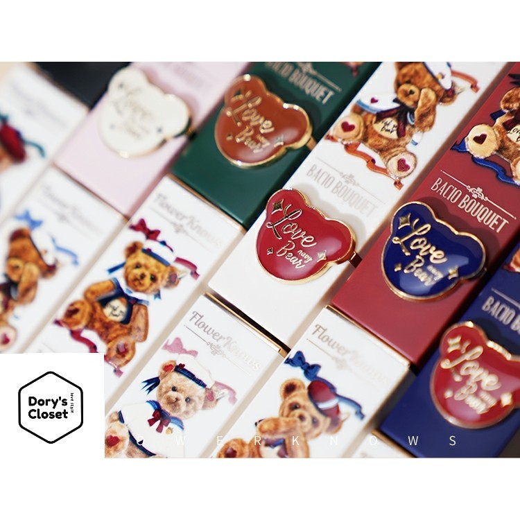[CÓ SẴN] [Chính hãng] Son Teddy Bear thỏi vuông vỏ gấu Flower Knows date xa bản mới nhất