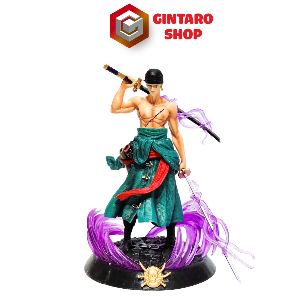 Mô hình One Piece Zoro 3 kiếm haki tư thế đứng, Mô hình nhân vật Zoro đứng có 2 đầu thay thế GINTARO SHOP