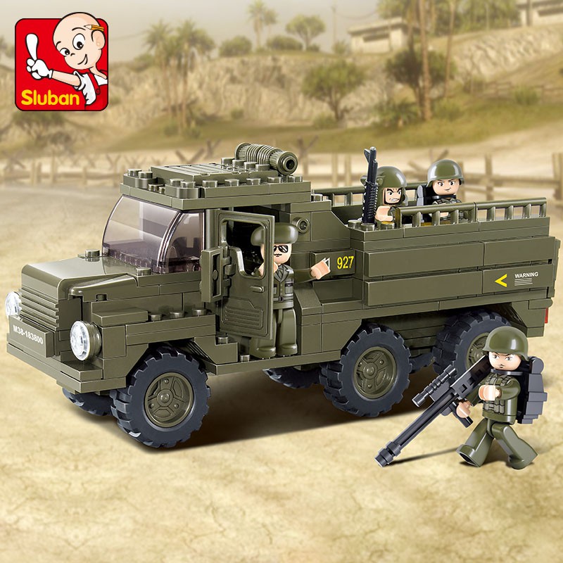 230 PCS Sluban Building Blocks Educational Kids Construction Toy Army APC Tank Military Jeep B0301