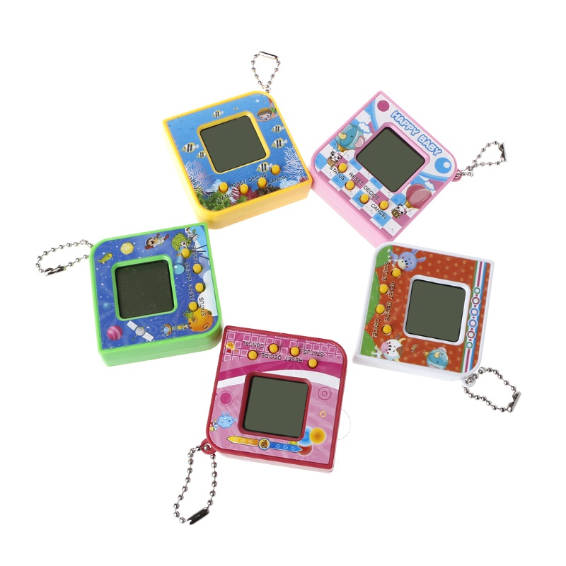 Máy Nuôi Thú Ảo Tamagotchi Hình Vuông Màn Hình LCD Kèm Móc Khóa Tiện Dụng