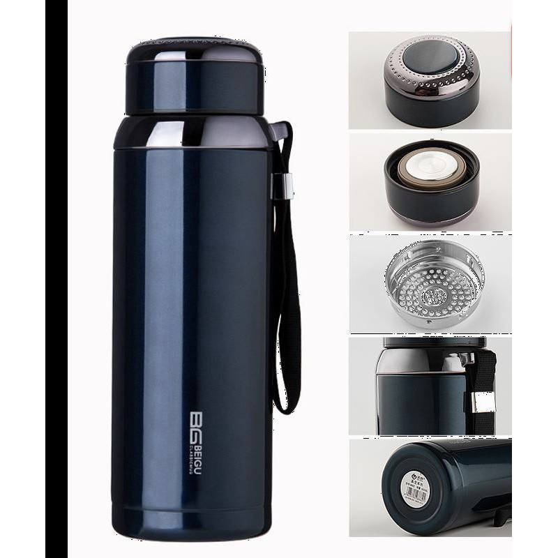 Bình giữ nhiệt WA NBOLONG CLASSICMUG lưỡng tính 780ml có quai - Đen tráng gương, Inox 304