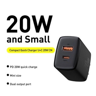 CỐC BASEUS COMPACT 20W (TYPE-C + USB)