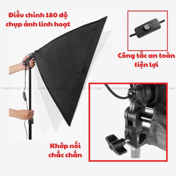 Đèn Chụp Ảnh Sản Phẩm, Bộ Đèn Softbox Studio Hỗ Trợ Quay Phim, Chụp Hình Quần Áo, Livestream, TikTok - HoHi Decor