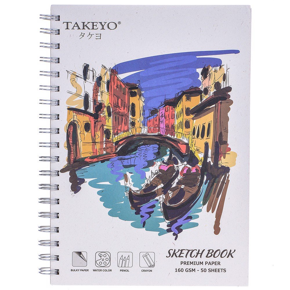 Sổ tay vẽ chì - Sketchbook Takeyo Giấy kem trơn 160gsm A4