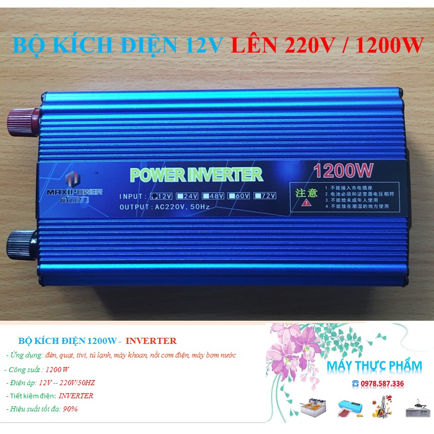 Bộ kích điện inverter 1200W 12V lên 220V