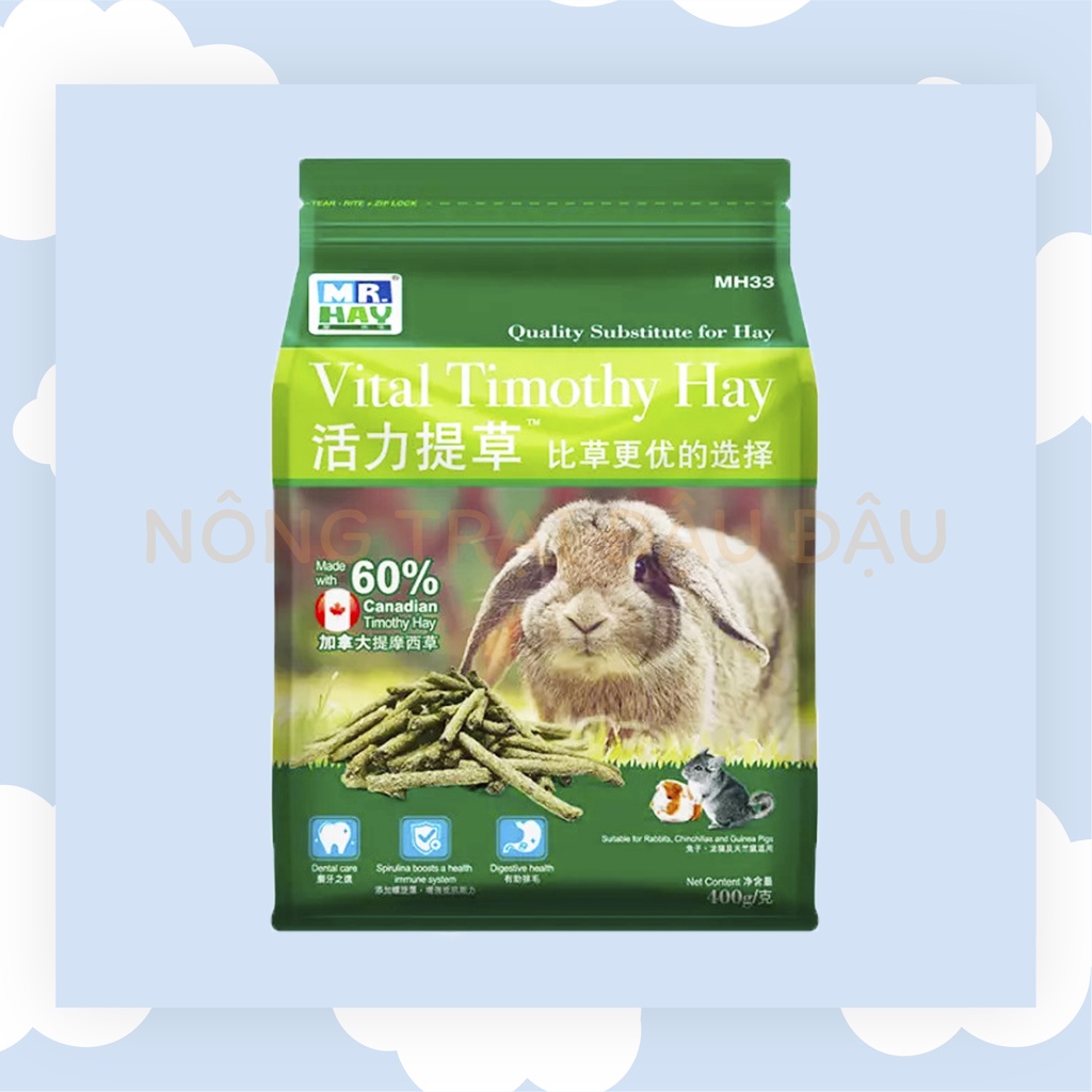 Bánh Cỏ Timothy Mr Hay Mài Răng, Hỗ Trợ Tiêu Hóa Cho Thỏ, Bọ Ú, Chinchilla 400g - MH33