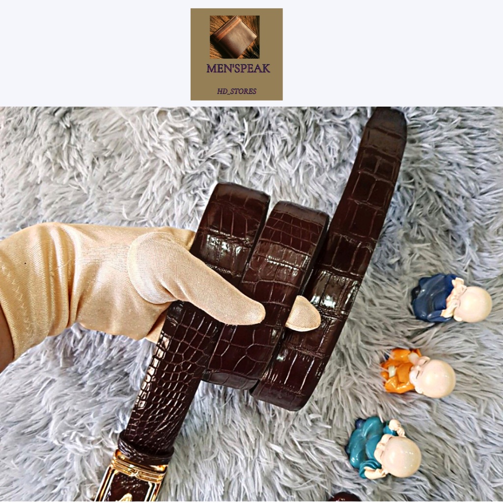 Dây nịt, thăt lưng da cá sấu da bụng liền nguyên con.