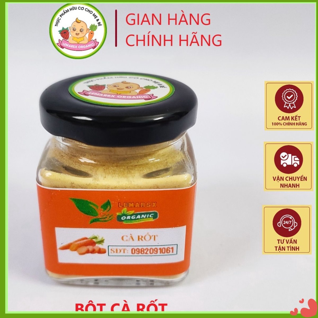 Bột Cà Rốt Hữu Cơ Sấy Lạnh 90gram Cho Bé Ăn Dặm