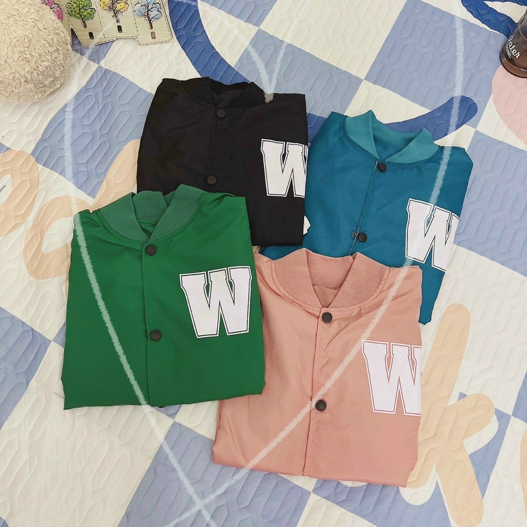Áo khoác dù 2 lớp kiểu dáng bomber cánh dơi phối nút form rộng cực đẹp in chữ W 5