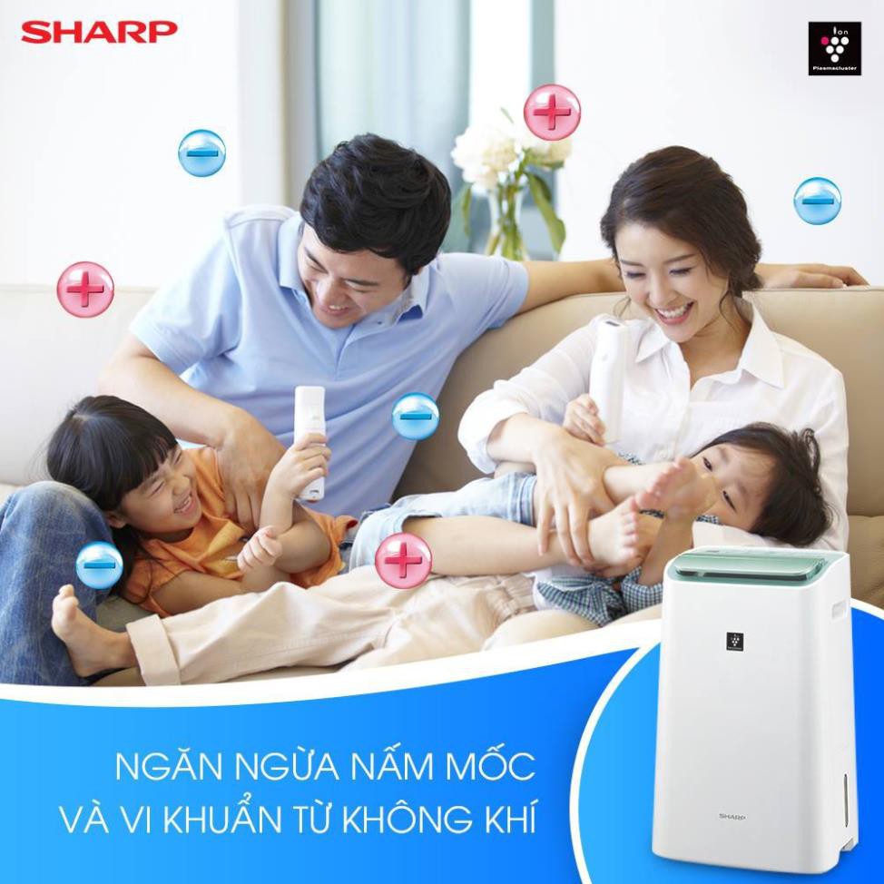 Máy lọc không khí hút ẩm Sharp DW-E16FA-W (38m2) Plasmacluster ion diệt khuẩn - Bảo hành chính hãng 12 Tháng