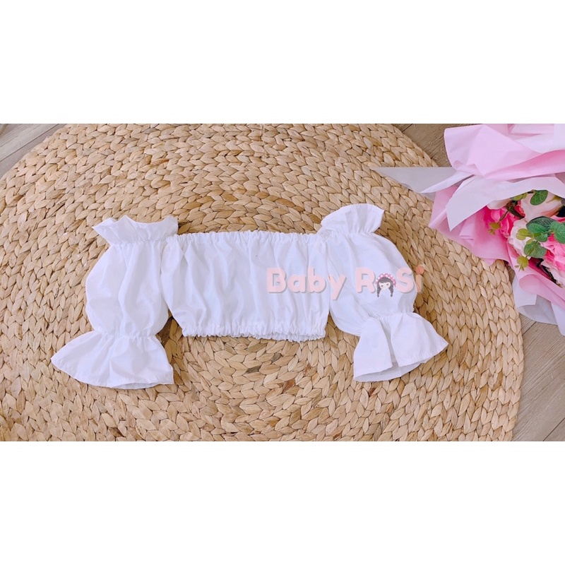 Áo trễ vai tay phồng thô cho bé gái