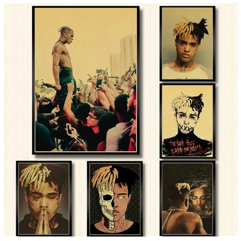 Tấm Áp Phích In Hình Ca Sĩ Rap Hip Hop XXXTentacion Dùng Trang Trí