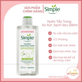 Nước tẩy trang simple micellar cleansing water 200ml | dùng cho mọi loại da kể cả da nhạy cảm