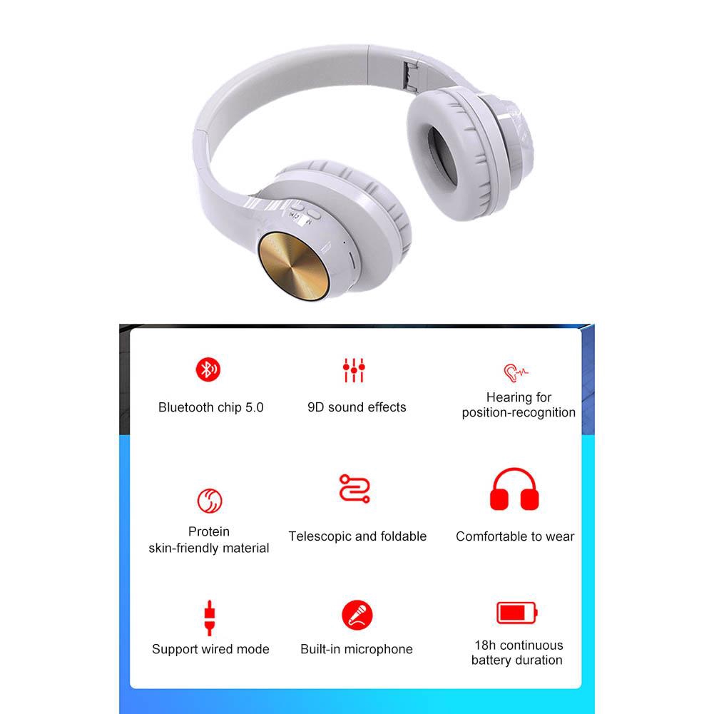 Tai Nghe PULIERDE A11 Bluetooth 5.0 Chụp Tai Âm Thanh Vòm 9D Hifi Chống Ồn Có Micro Hỗ Trợ Thẻ Tf