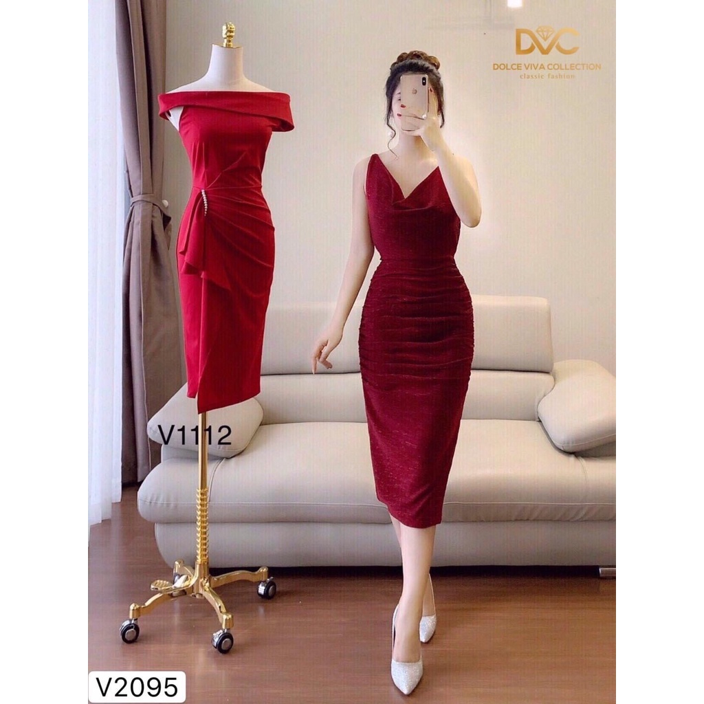 Đầm Đỏ Body Cổ Đỗ Sát Nách Dự Tiệc Sang Chảnh