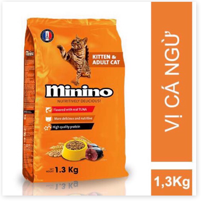 Hanpet -(Gói lớn 1,5kg) KEOS MININO Thức ăn viên cao cấp cho mèo, dùng cho mèo mọi lứa tuổi Thức ăn mèo me-o vị hải sản