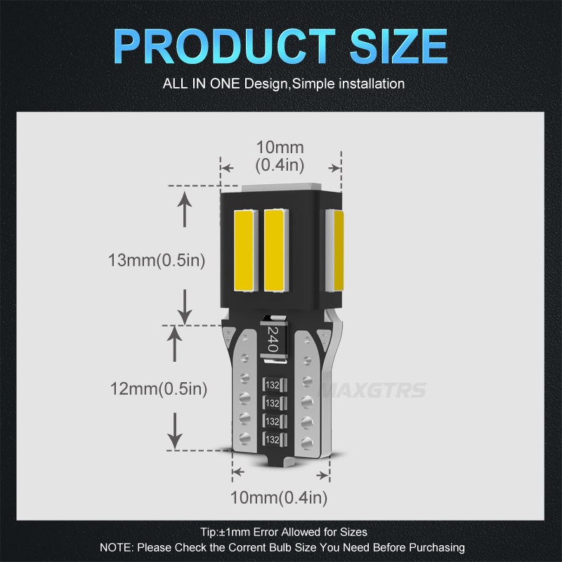 Bộ 2 Đèn LED W5W T10 12V Chuyên Dụng Cho Xe Hơi Audi BMW VW Mercedes