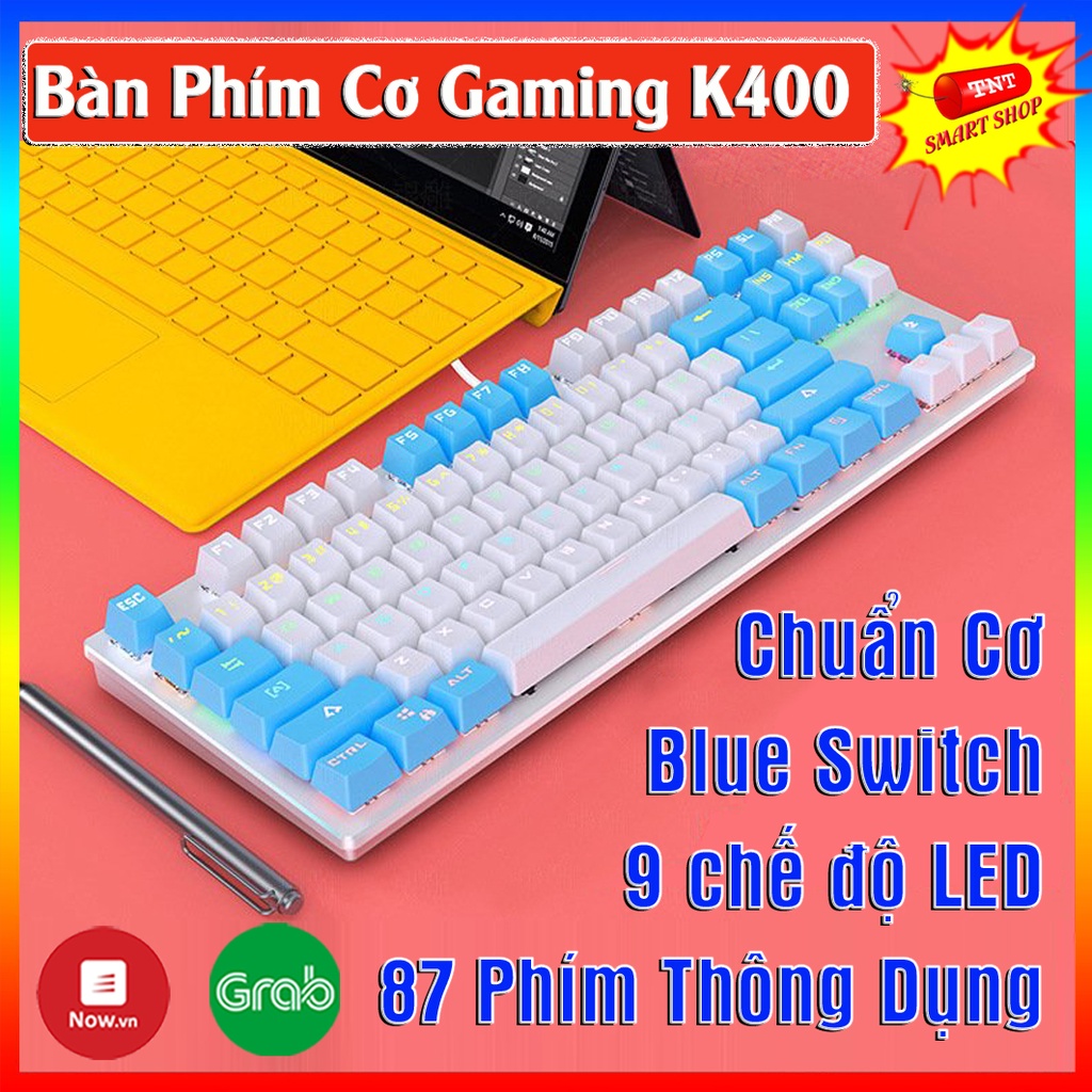 Bàn Phím Cơ Gaming K400 87 Phím Thông Dụng Tích Hợp LED Rainbow 9 Chế Độ- Dành Cho Game Thủ - Streamer